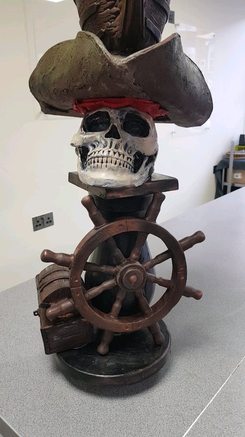 A large sculptural chocolate pirate showpiece made for a three-day competition