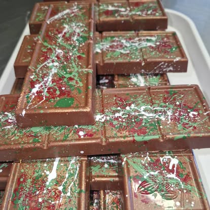 Decorated handmade chocolate bars
